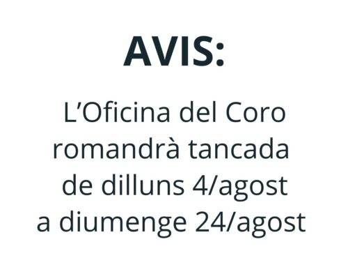 AVÍS TANCAMENT PER VACANCES